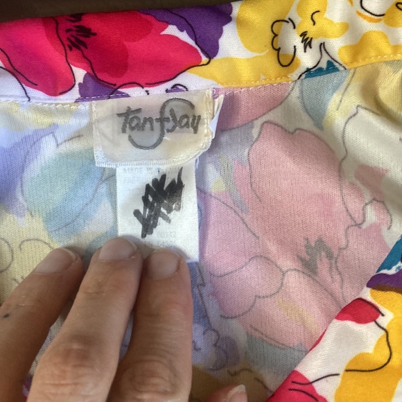 💐Retro bright floral short sleeve blouse - Picture 3 of 5